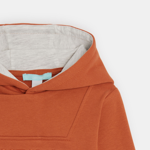 كنزة (سترة) من قماش الميلتون، مع غطاء للرأس، باللون البرتقالي، للفتيان الرُضع